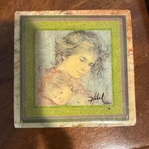 Vintage Art Tile with Mother and Child